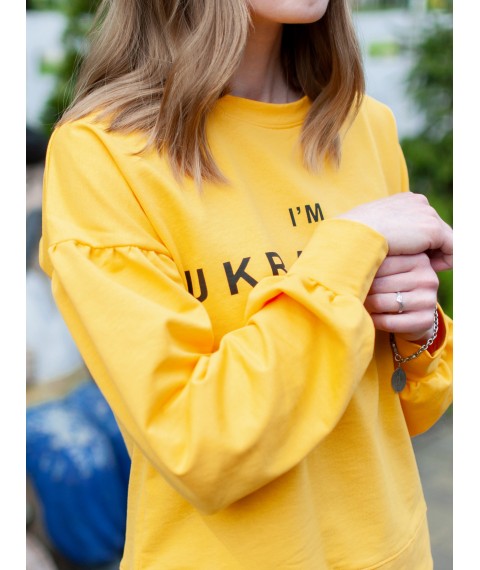Жіночий світшот із патріотичним написом I`m UKRAINIAN  Dexter`s  Жовтий 2110  L (d2110-4)
