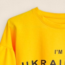 Women's sweatshirt with the patriotic inscription I`m UKRAINIAN Dexter`s Yellow 2110 L (d2110-4)