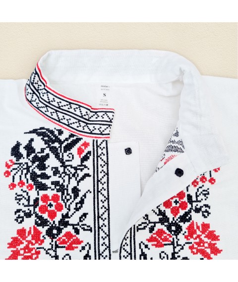 Men's white short-sleeved embroidered shirt Dexter`s White 1314 S (d1314-11)