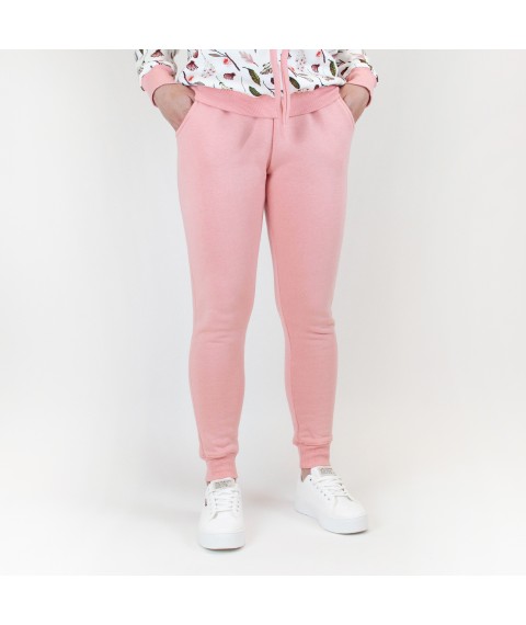 Women's suit with hood Botanic on Dexter`s fleece White; Pink 2155 M (d2155-1)