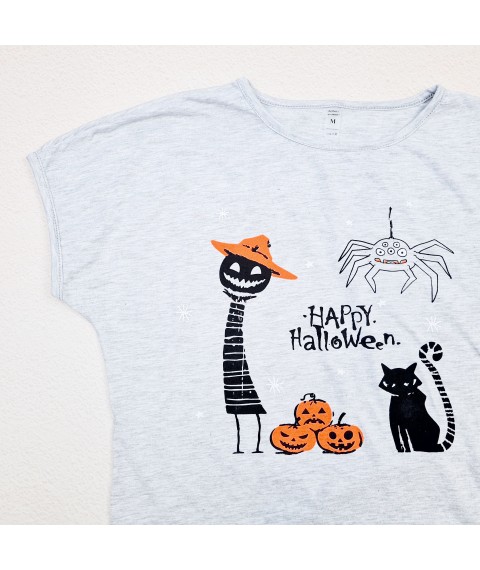 Футболка жіноча з принтом Happy Halloween  Dexter`s  Сірий d1103хл-ср  M (d1103хл-ср)