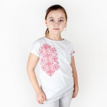 White t-shirt for girls with embroidery print Dexter`s White 1101 98 cm (d1101-1)