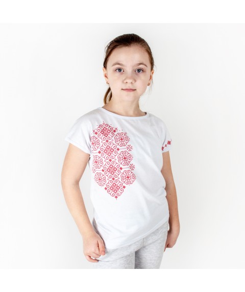 White t-shirt for girls with embroidery print Dexter`s White 1101 134 cm (d1101-1)