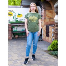 Women's khaki t-shirt with a patriotic print. Dexter's Khaki 1103 S (d1103трз-хк)