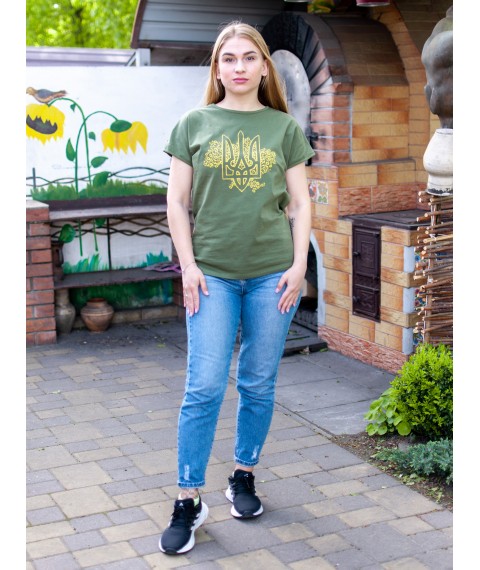 Women's khaki t-shirt with a patriotic print. Dexter`s Khaki 1103 XL (d1103trz-хк)