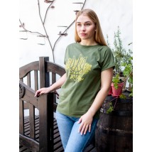 Women's khaki t-shirt with a patriotic print. Dexter's Khaki 1103 S (d1103трз-хк)