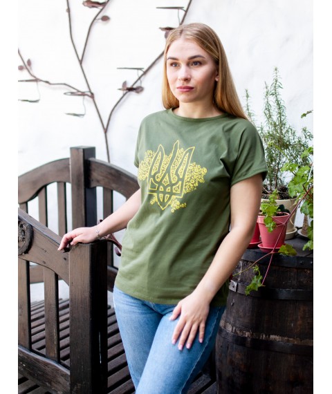 Women's khaki t-shirt with a patriotic print. Dexter`s Khaki 1103 XL (d1103trz-хк)