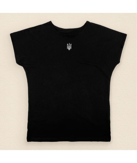 Жіноча футболка з вишивкою герба України.  Dexter`s  Чорний 1103  M (d1103аш-чн)