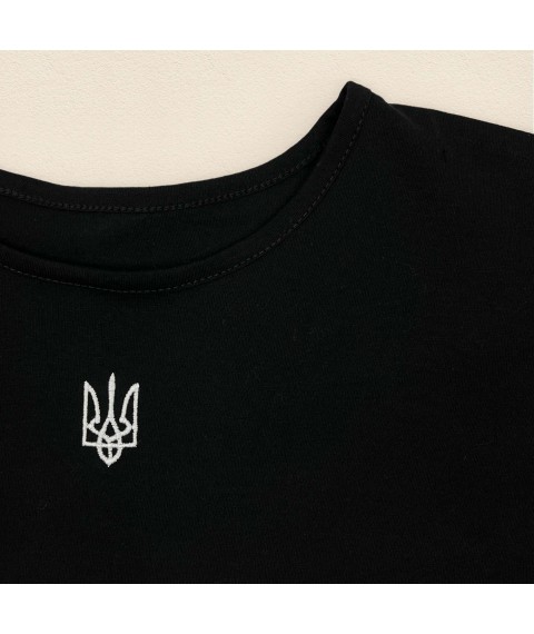 Жіноча футболка з вишивкою герба України.  Dexter`s  Чорний 1103  S (d1103аш-чн)