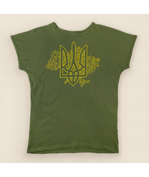 Women's khaki t-shirt with a patriotic print. Dexter's Khaki 1103 S (d1103трз-хк)