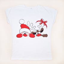 Women's t-shirt New Year's print Festive Santa Dexter`s White d1103снт-б S (d1103снт-б )