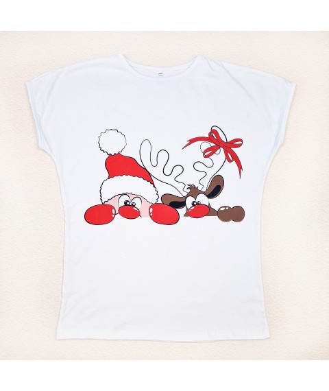 Women's t-shirt New Year's print Festive Santa Dexter`s White d1103снт-б S (d1103снт-б )