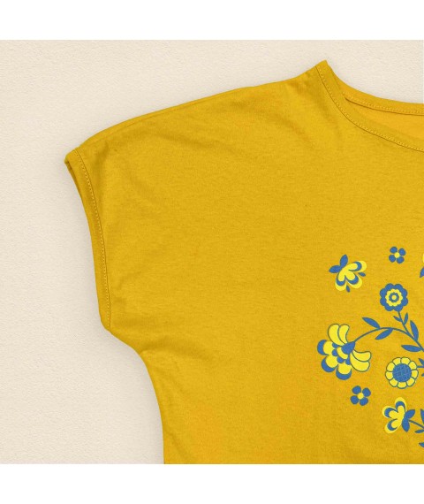 Жіноча футболка з принтом під вишиванку жовтого кольору.  Dexter`s  Жовтий 1103  M (d1103ас-ж)
