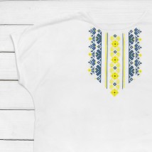 Женская футболка с  принтом под вышивку желто-голубого цвета  Dexter`s  Белый 1103  XL (d1103-2)
