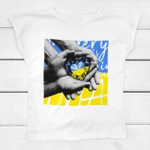 T-shirt for a girl Ukraine in the hands of Dexter`s White 1101 134 cm (d1101-15)