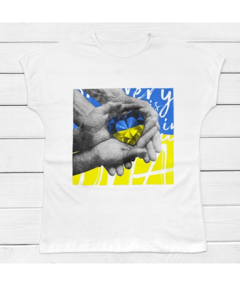 Women's t-shirt with print Ukraine in our hands Dexter`s White 1103 M (d1103-15)
