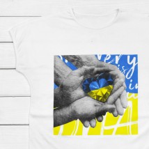Women's t-shirt with print Ukraine in our hands Dexter`s White 1103 XL (d1103-15)
