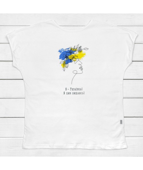 Women's T-shirt I AM UKRAINIAN I'M PROUD OF IT Dexter`s White 1103 L (d1103-5)