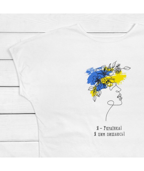 Women's T-shirt I AM UKRAINIAN I'M PROUD OF IT Dexter`s White 1103 L (d1103-5)