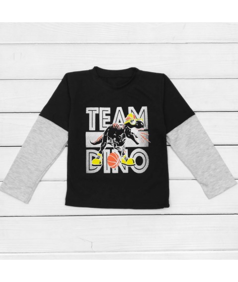 Dino Team Dexter`s T-shirt for boys with long sleeves Black;Grey 1202 98 cm (d1202-2)