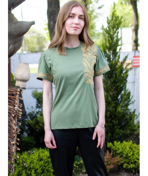 Футболка - вышиванка женская Khaki  Dexter`s  Зеленый d1103-52  XL (d1103-52)