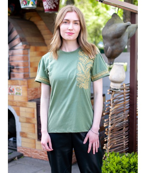 Футболка - вышиванка женская Khaki  Dexter`s  Зеленый d1103-52  XL (d1103-52)