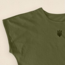 Patriotic women's t-shirt with the coat of arms of Ukraine Dexter`s Khaki 1103 M (d1103аш-хк)