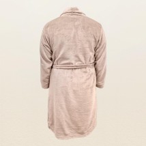 Men's bathrobe without a hood, plain, made of warm Dexter`s fabric, Beige 417 L (d417-1)