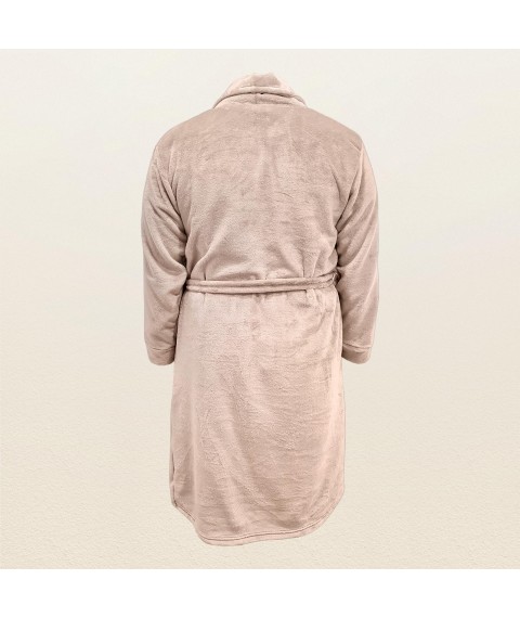 Men's bathrobe without a hood, plain, made of warm Dexter`s fabric, Beige 417 L (d417-1)