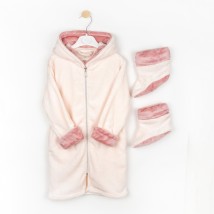 Теплый халат для девочки в комплекте с сапожками Fluffy hug  Dexter`s  Молочный; Розовый 857274  146 см (857274)