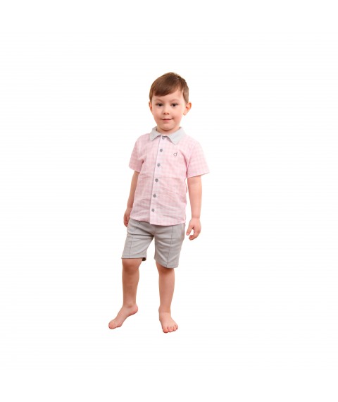Літній костюм для хлопчика Клітина  Dexter`s  Сірий;Рожевий 1705  86 см (d1705-1)