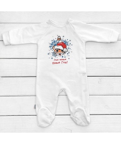 Children's slip with a New Year's print and the inscription "My first New Year!" Dexter's White 354 74 cm (d354-1tg-rus-b-ngtg)