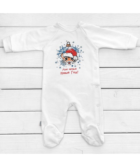 Children's slip with a New Year's print and the inscription "My first New Year!" Dexter's White 354 86 cm (d354-1tg-rus-b-ngtg)