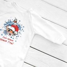 Children's slip with a New Year's print and the inscription "My first New Year!" Dexter`s White 354 80 cm (d354-1tg-rus-b-ngtg)
