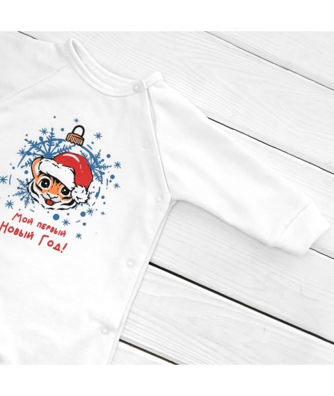 Children's slip with a New Year's print and the inscription "My first New Year!" Dexter's White 354 86 cm (d354-1tg-rus-b-ngtg)