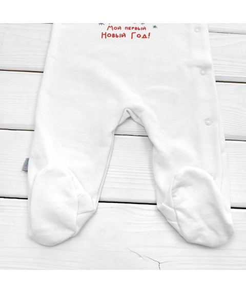 Children's slip with a New Year's print and the inscription "My first New Year!" Dexter's White 354 86 cm (d354-1tg-rus-b-ngtg)
