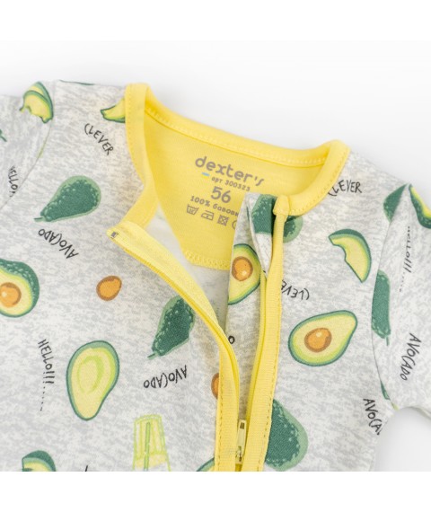 Человечек начесной для малышей на молнии с авокадо Avocado  Dexter`s  Серый; Желтый 300323  68 см (300323)