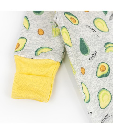 Человечек начесной для малышей на молнии с авокадо Avocado  Dexter`s  Серый; Желтый 300323  68 см (300323)