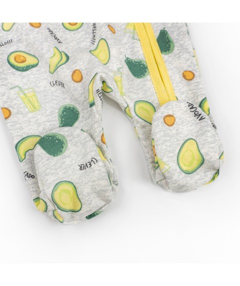 Человечек начесной для малышей на молнии с авокадо Avocado  Dexter`s  Серый; Желтый 300323  68 см (300323)