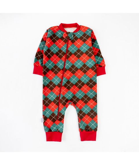 Scotland Dexter`s checked romper with zipper, Green; Red d320-4rm 68 cm (d320-4rm)