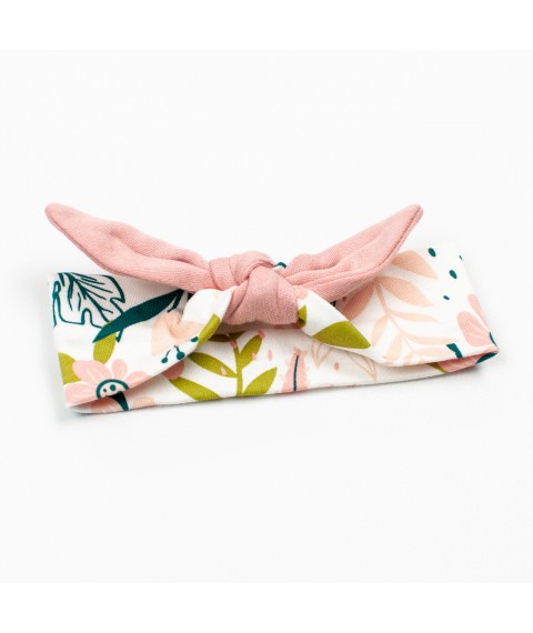 Stylish little man for children with ruffles and a headband Monstera Dexter`s Pink; Milky 913 86 cm (d913-4ms)