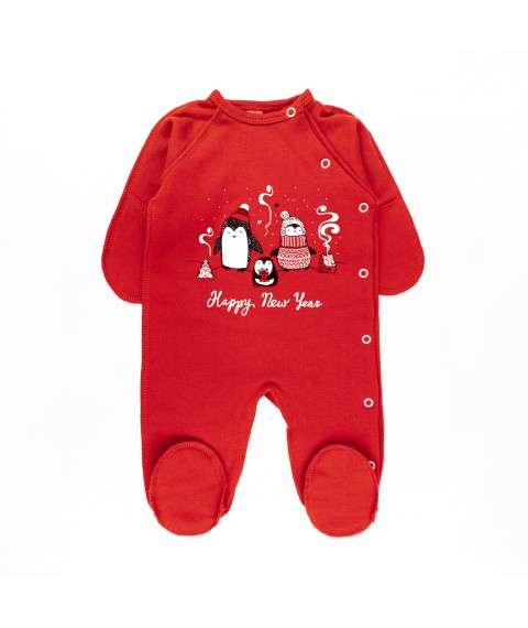 Nursery overalls with nachos and festive print Pingy Dexter`s Red 354 62 cm (d354пг-нгтг)