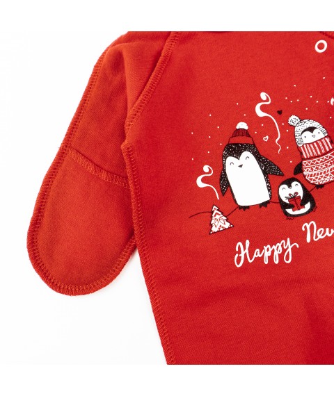 Nursery overalls with nachos and festive print Pingy Dexter`s Red 354 62 cm (d354пг-нгтг)