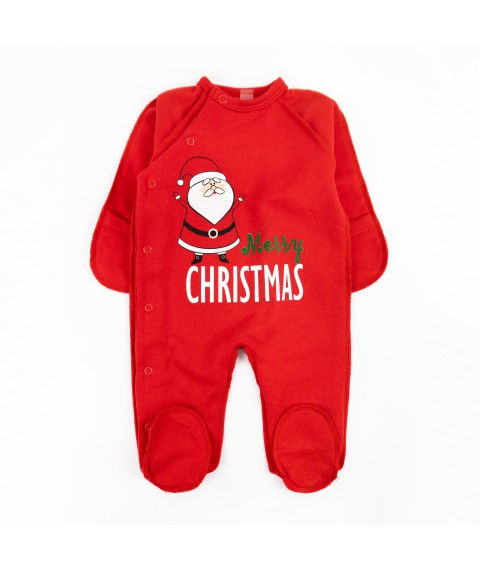 Человечек ясельный с начесом Santa новогодний с принтом Санты  Dexter`s  Красный d354-61  62 см (d354-61)
