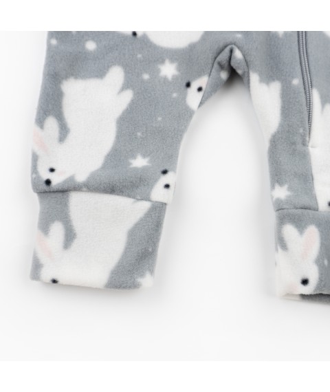 Комбінезон теплий для малят на блискавці з зайчатами Bunnies  Dexter`s  Сірий d820-4зц  92 см (d820-4зц)