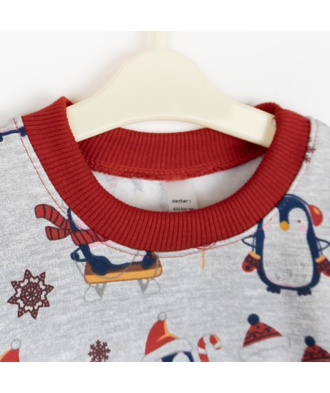 Джемпер дитячий новорічний з начосом з пінгвінами Christmas penguin  Dexter`s  Сірий d315пг-нв  110 см (d315пг-нв)