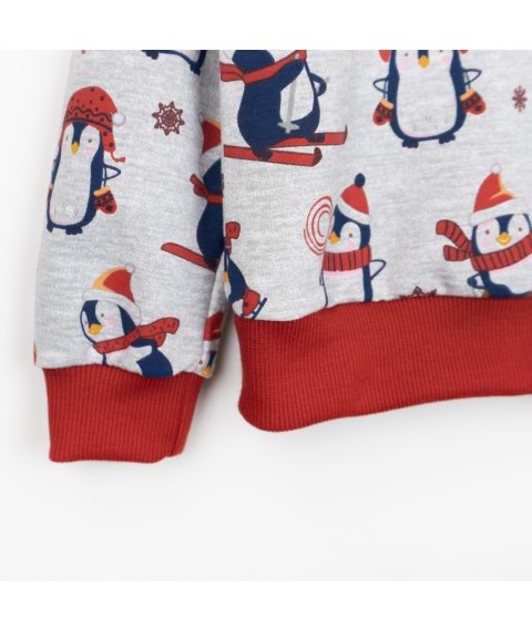 Джемпер дитячий новорічний з начосом з пінгвінами Christmas penguin  Dexter`s  Сірий d315пг-нв  110 см (d315пг-нв)