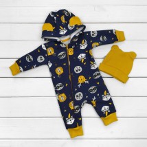 Warm overalls with a hood for children three-threaded fleece Indian Malena Blue 21-22 80 cm (D21-22-1)