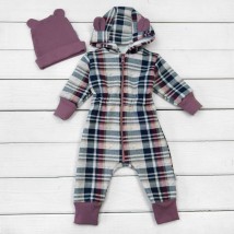 Warm little man on fleece with a hat English Time Dexter`s Lilac 2140 74 cm (d2140-14)