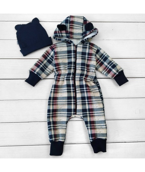 Walking set for a boy for autumn English Time Dexter`s overalls and hat Dark blue 2140 86 cm (d2140-16)